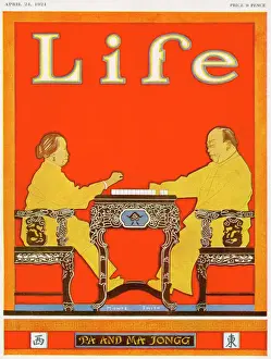 Prints of Pa and Ma Jongg playing Mah- jongg China Prints: Mahjong Pa and Ma Jongg Print