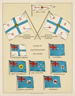 Australian State Flags Prints: Mail Ship Flags & Others