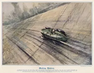 Print of MG Midget Breaking 100mph Barrier