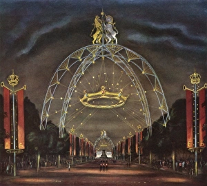 The Mall at night decorated for the Coronation, 1953 The Mall at night decorated for the Coronation, 1953