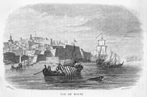 Prints of View of Valletta Malta Prints: Valletta Print 1845 - A View of the City