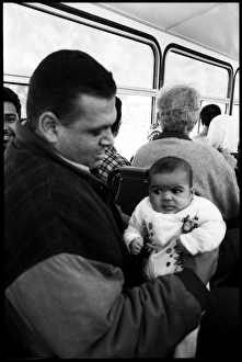 Man and baby on bus Alexandria , Egypt Man and baby on bus Alexandria , Egypt