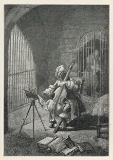 Man in the Iron Mask, playing the cello in prison Man in the Iron Mask, playing the cello in prison