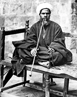 Egyptian Man with Pipe and Beads Print, circa 1870