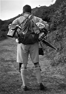 Holiday Leisure Activities Prints: Man out walking with backpack