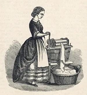 Woman Using a Mangle Print