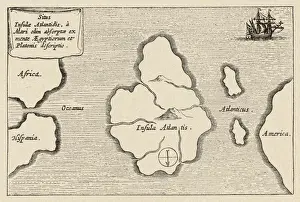 Map of Atlantis Print, 17th Century