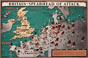 Map, Britain -- Spearhead of Attack, WW2 Map, Britain -- Spearhead of Attack, WW2