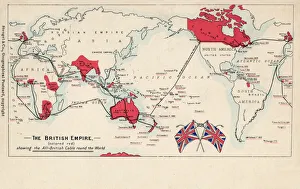 Map of British Empire showing international cable Map of British Empire showing international cable