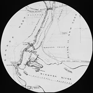 Late 19th Century Maps Prints: Map of the Niagara Falls