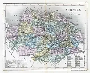 Prints of Map of Norfolk Map Prints: Norfolk County Print C1857 Map