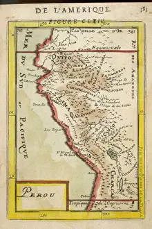 Print of Map of Peru 1683 Mallet Perou