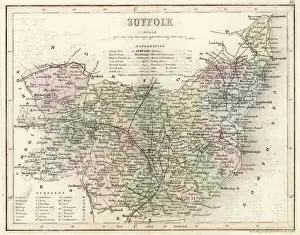 Prints of Map of Suffolk Map Prints: Suffolk C1857 Map Print