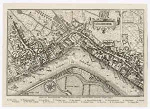 Historical Maps Of England Prints: Map of Westminster, 1593