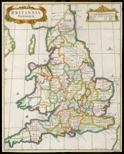 Prints of England and Wales during the Saxon era Map Prints: Saxon England and Wales Print
