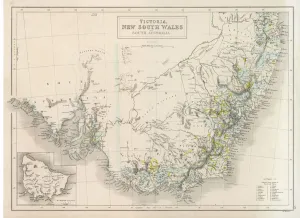 Prints of Victoria, New South Wales, South Australia Map Prints: Australia 1854 Map Print