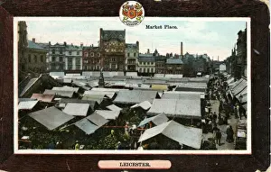 Prints of Market Place, Leicester, Leicestershire, England. Date: 1900s Leicester Prints: Market Place, Leicester Print, 1900s