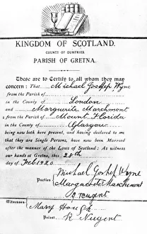 Marriage certificate issued at Gretna Green, Scotland Marriage certificate issued at Gretna Green, Scotland