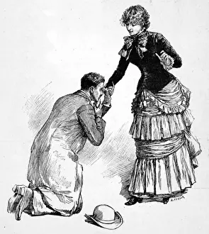 Marriage Proposal Print: Young Man on Knees