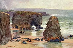 Prints of The sandy beach at Marsden Rocks on the Durham coast where we used to go when I was a boy... Date: 1924 Durham Prints: Marsden Rocks, Durham Coast Print, 1924