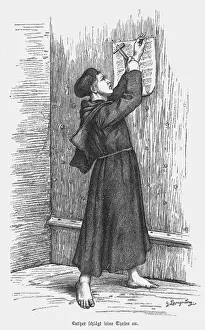 Martin Luther nailing the 95 Theses Print