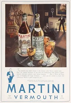 Vintage Martini Vermouth Print: Elegant Couple and Tray