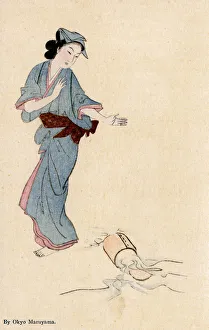 Maruyama Okyo - Womans shock at dropping a water container Maruyama Okyo - Womans shock at dropping a water container