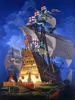 Colour Print of The Mary Rose, 1982