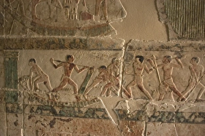 Mastaba of Nefer and Kahay. Relief. Fighters on a boat. Egyp Mastaba of Nefer and Kahay. Relief. Fighters on a boat. Egyp
