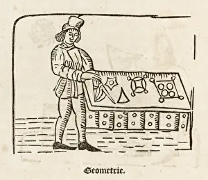 1481 Print of Maths/Geometrie from Caxton's Myrrour of the Worlde