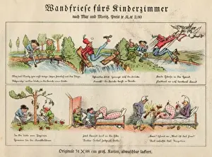 Prints of Scenes from the tales of Max and Moritz. Two mischievous boys cause mayhem wherever they go. Date: 1865 Related Prints: Max and Moritz Scenes Print, 1865