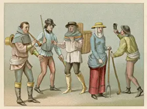 Medieval Common Folk Print - Peasants and Commoners in the Middle Ages