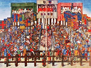 Medieval tournament. The two sides of the contest with the K Medieval tournament. The two sides of the contest with the K