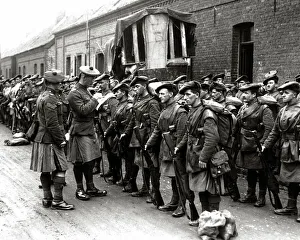 Men of the Black Watch in French village, WW1 Men of the Black Watch in French village, WW1
