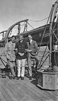 Military Transport History Prints: Three men on the deck of a ship