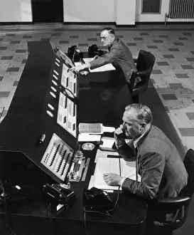 Vintage Telephone Exchange Prints: Two Men at Work