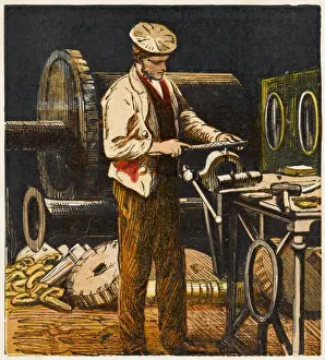 Metalworker in Workshop Print
