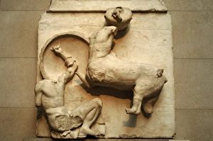 Metope. Parthenon marbles. Battle between the Centaurs and t Metope. Parthenon marbles. Battle between the Centaurs and t