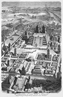 Prints of A reconstruction of the city of Tenochtitlan, the capital of pre-Columbian Mexico. Modern Mexico City developed over the site Mexico City Prints: Mexico City Print: A Reconstruction of Tenochtitlan