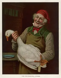 Prints of You are invited to admire this dead goose before it is plucked and prepared for your Michaelmas feast Related Prints: Michaelmas Goose Print: A Plucked Fowl