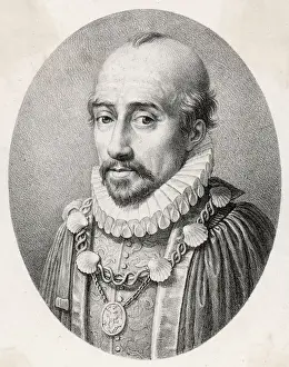 Michel de Montaigne Print, 16th-century French writer portrait