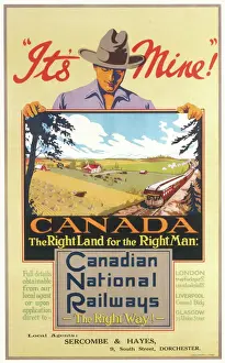 Prints of Its Mine, Poster, Canada, the right land for the right man, with Canadian National Railways Related Prints: Its Mine, Poster Print by Canadian National Railways