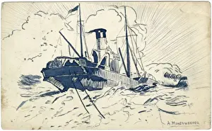 World War One Ships Prints: A Minesweeper by George Ranstead