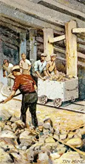 19th Century Print: Tin Mining in Cornwall, Camborne
