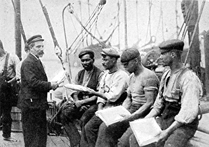 Mission to Seamen Chaplain distributing Papers, 1906 Mission to Seamen Chaplain distributing Papers, 1906