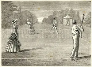 Tennis History Prints: Mixed Doubles 1882