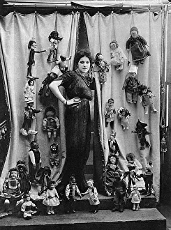 Mlle. Lyska Kostio and her collection of dolls Mlle. Lyska Kostio and her collection of dolls