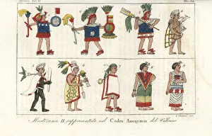Moctezuma II and other Aztec figures depicted Moctezuma II and other Aztec figures depicted