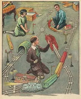 Model Railway Print of Swedish Children at Play