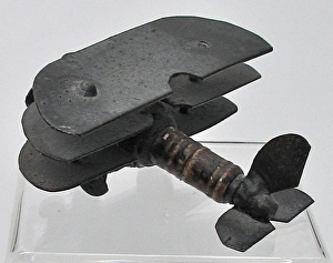 Model of triplane, sparkplug fuselage and metal wings, WW1 Model of triplane, sparkplug fuselage and metal wings, WW1